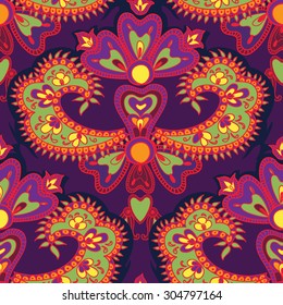 Abstract floral seamless pattern. Geometric floral ornament texture. Oriental flower ethnic background.