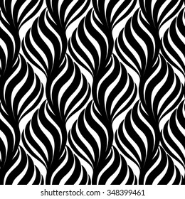 Abstract floral seamless pattern. Geometric line black ornament. Ornamental stylish background. Abstract stripe tile texture