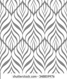 Abstract floral seamless pattern. Geometric line black ornament. Ornamental stylish background. Abstract stripe tiled texture