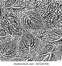 Abstract floral seamless pattern. Geometric leaves textured background. Ornamental flourish tiled texture