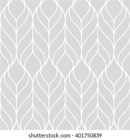 Abstract Floral Seamless Pattern. Geometric Line Gray Ornament. Ornamental Stylish Background. Abstract Stripe Tile Texture