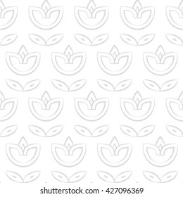 Abstract floral seamless pattern. Geometric line gray ornament. Ornamental stylish background. Abstract stripe tile texture