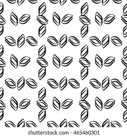 Abstract floral seamless pattern. Geometric line black ornament. Ornamental stylish background. Abstract stripe tile texture