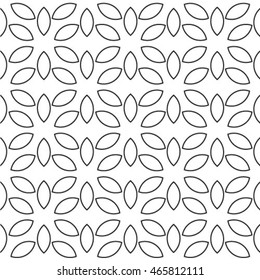 Abstract floral seamless pattern. Geometric line black ornament. Ornamental stylish background. Abstract stripe tile texture