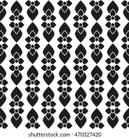 Abstract floral seamless pattern. Geometric line black ornament. Ornamental stylish background. Abstract stripe tile texture