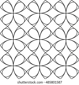 Abstract floral seamless pattern. Geometric line black ornament. Ornamental stylish background. Abstract stripe tile texture