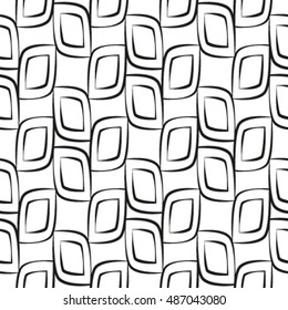 Abstract floral seamless pattern. Geometric line black ornament. Ornamental stylish background. Abstract stripe tile texture