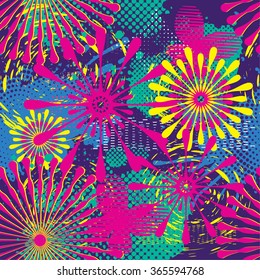 Abstract floral seamless pattern for girls. Butterfly and flowers wallpaper. 