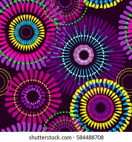 Abstract floral seamless pattern for girls. Creative vector background with colorful urban element.  Funny grunge wallpaper for textile and fabric. Fashion style.