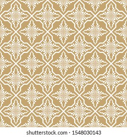 Abstract floral seamless pattern. Gold and white. Vector background.