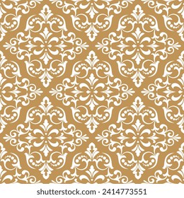 Abstract floral seamless pattern. Gold and white. Vector background.