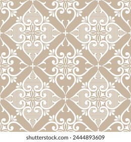 Abstract floral seamless pattern. Gold and white. Vector background.