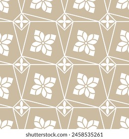 Abstractas patrón floral sin costuras. Adorno dorado y blanco. Textura moderna y elegante. Fondo de Vector.