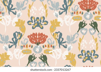 Abstract floral seamless pattern.    gouache painting
