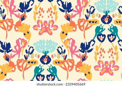 Abstract floral seamless pattern.    gouache painting