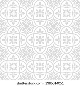 Abstract floral seamless pattern. Gray and white. Modern stylish texture. Vector background.