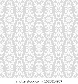 Abstract floral seamless pattern. Gray and white ornament. Modern stylish texture repeating. Vector background.