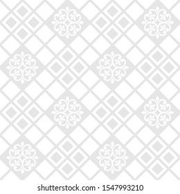 Abstract floral seamless pattern. Gray and white ornament. Modern stylish texture. Vector background.