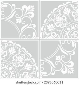 Resumen del patrón floral sin costuras. Gris y blanco. Fondo vectorial.