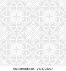Abstract floral seamless pattern. Gray and white. Vector background.