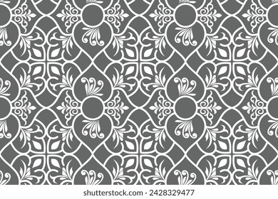 Abstract floral seamless pattern. Gray and white. Vector background.