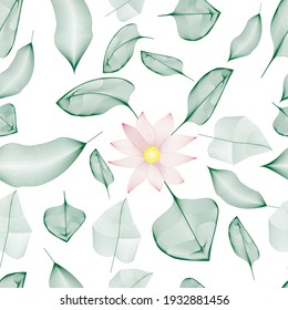 Resumen de patrón floral sin costuras con hojas verdes y flores. Fondo de primavera para su diseño. Ilustración vectorial.