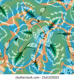 patrón abstracto floral sin soldadura con sombra de hojas verdes sobre el fondo. La mano dibujó un gran brote de flores. Silhouettes de flores. Fondo botánico. Textura del jardín de verano. Arte de línea. Estilo de esbozo. 4.º moda