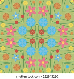 Abstract floral seamless pattern green background, EPS8 - vector graphics.