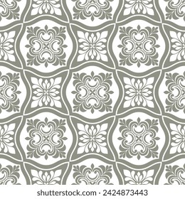 Abstract floral seamless pattern. Green and white. Vector background.
