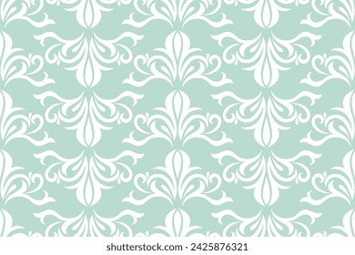 Abstract floral seamless pattern. Green and black ornament. Vector background.