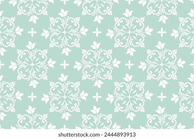 Abstractas patrón floral sin costuras. Adorno verde y blanco. Textura moderna y elegante. Fondo de Vector.