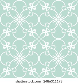 Abstract floral seamless pattern. Green and white. Vector background.