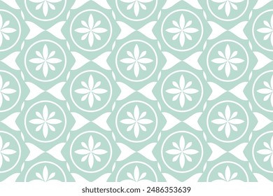 Abstractas patrón floral sin costuras. Verde y blanco. Fondo de Vector.
