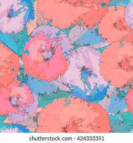 Abstract floral seamless pattern in grunge style - EPS10