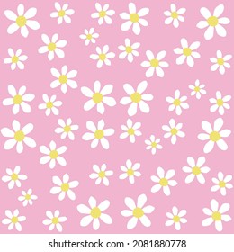 Abstract Floral Seamless Pattern With Hand Drawn, Trendy Hand Drawn Textures Daisy Flower