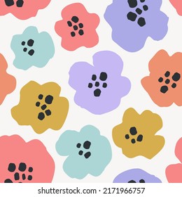 Resumen del patrón floral sin costuras. Flores dibujadas a mano de fondo. Diseño de grandes flores de margarita. Ilustración artística decorativa para embalajes, textiles, tejidos, papel pintado, etc.