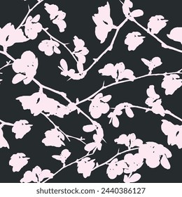 Abstract floral seamless pattern. Hand drawn flowers. Delicate and monochromatic endless background. Vector floral design for label, fabric, packaging. Seamless surface design