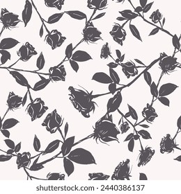 Abstract floral seamless pattern. Hand drawn flowers. Delicate and monochromatic endless background. Vector floral design for label, fabric, packaging. Seamless surface design
