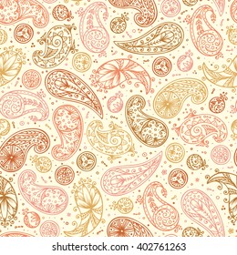 Abstract floral seamless pattern. Hand drawn doodle Paisley. Oriental patterns