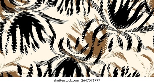 Abstrato padrão floral sem emenda com textura desenhada à mão. Tons terrosos são perfeitos para tecido, papéis de parede e estampas de moda.