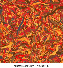 Abstract, floral, seamless pattern. Hand-drawn, doodle
