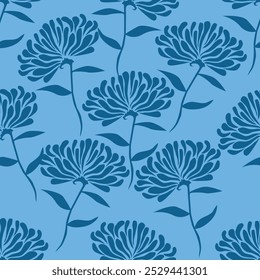 Abstract Floral seamless pattern. leaf and flower pattern with ink brush texture. flowers pattern.