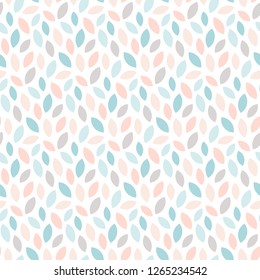 Abstract floral seamless pattern with leaves.  Scandinavian style geometric print in pastel colors. Vector wallpaper.
