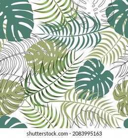 Resumen Patrón floral sin soldadura con hojas. fondo tropical	