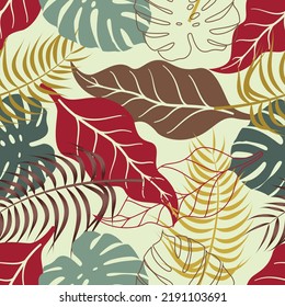 Resumen Patrón floral sin soldadura con hojas. fondo tropical	