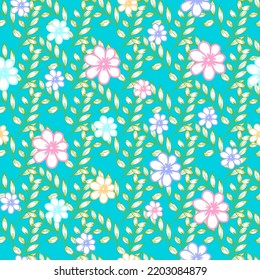 Abstract floral seamless pattern with Leaves and Branches
