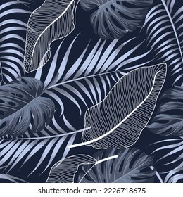 Abstract Floral seamless pattern with leaves. tropical background