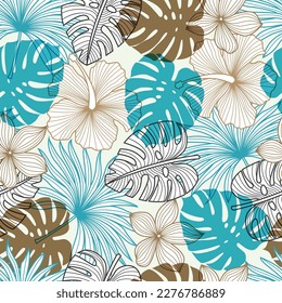 Resumen Patrón floral sin soldadura con hojas. fondo tropical