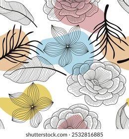 Abstractas patrón floral sin fisuras con hojas. fondo tropical	
