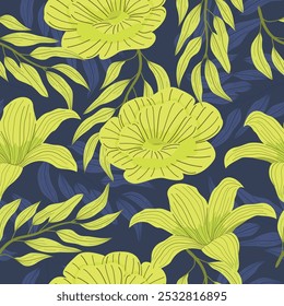Abstract Floral seamless pattern with leaves. tropical background	
